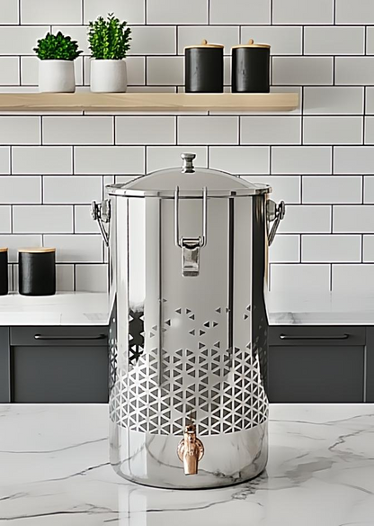 Mirror Stainless Steel Conical 10 Litre Water Container  (Ornate)