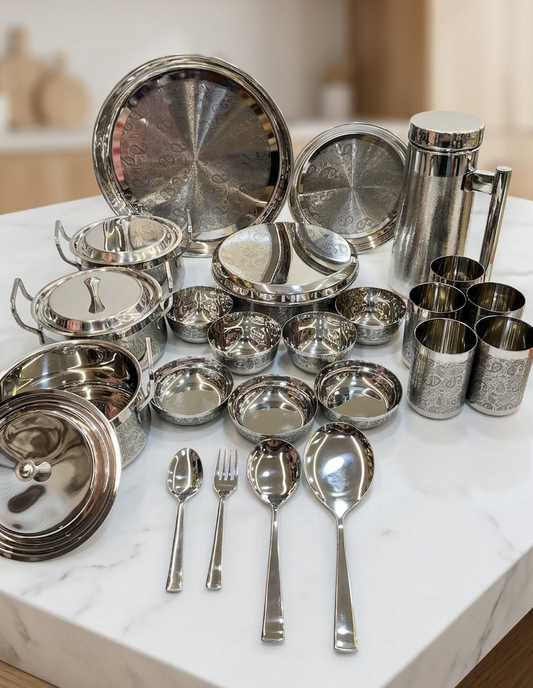 63pc 100% pure stainless steel LILY 'Good Luck' dinner set