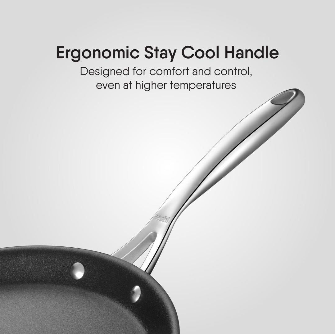 Stahl Artisan Schild | 30 cm Dosa Tawa Triply Stainless Steel + PEEK-Reinforced Non-Stick Dosa Tawa