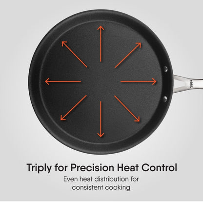 Stahl Artisan Schild | 30 cm Dosa Tawa Triply Stainless Steel + PEEK-Reinforced Non-Stick Dosa Tawa