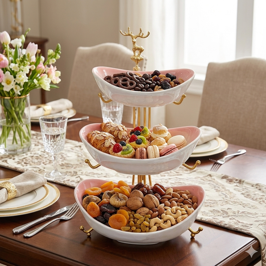 Golden 3 Layer Fruit Basket for Dessert Snack |Home & Garden|Kitchen Dining & Bar|Dinnerware & Serving Dishes|Bowls