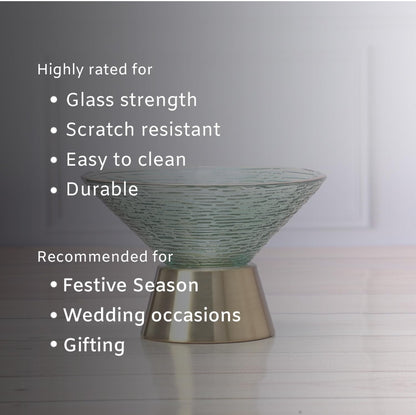 Hi-Lux Premium Green Glass Dessert Bowl Set – 6 Bowls with 6 golden Spoons