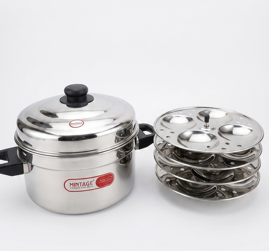 Mintage Stainless Steel Idli Maker with outer case