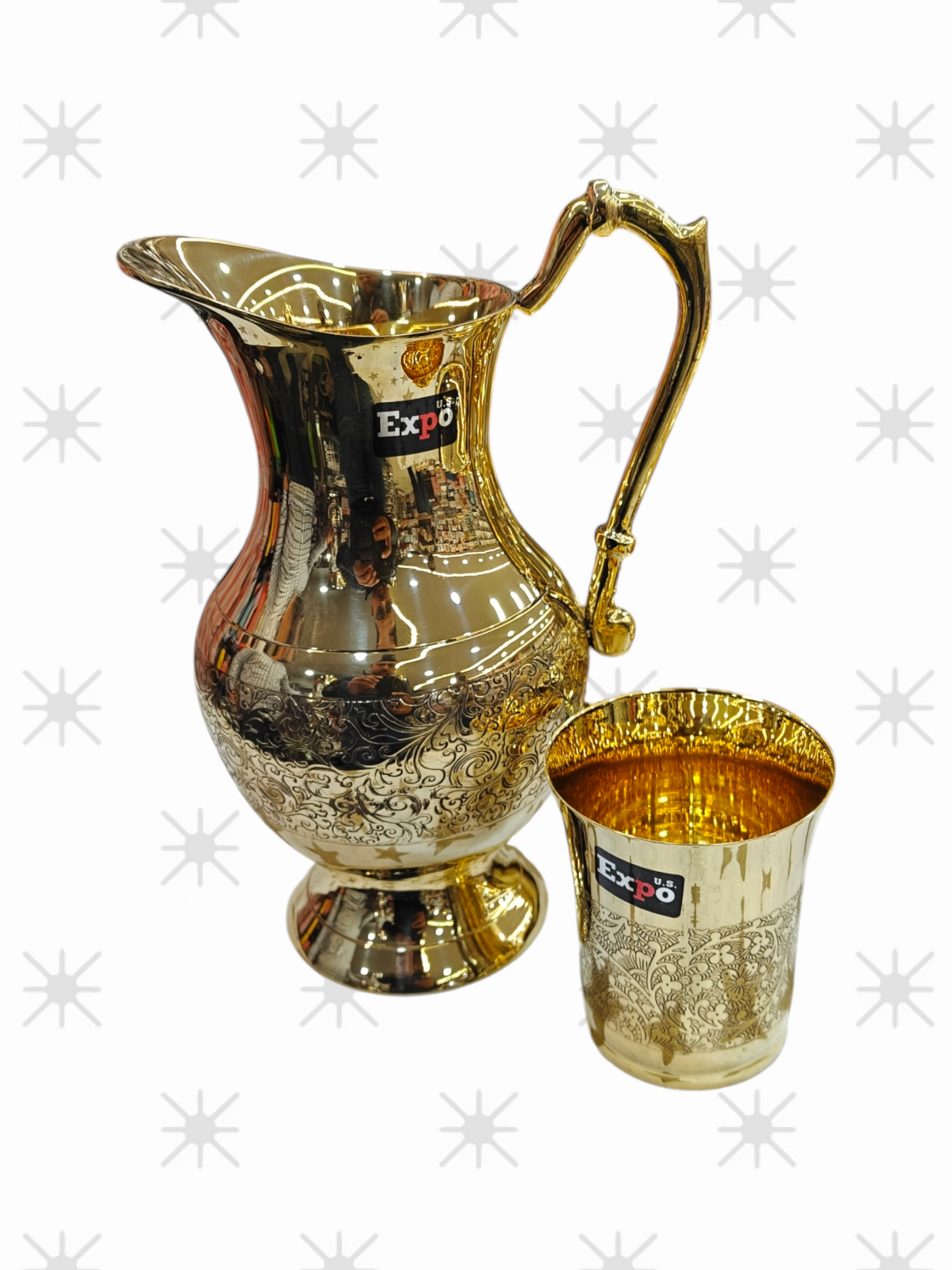 Expo 51pc pure brass dinner set with etching work