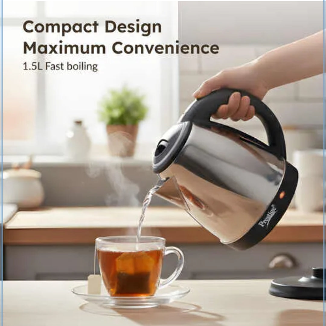 Prestige PKOSS Stainless Steel Electric Kettle 1.5L | 1500W | (Silver)