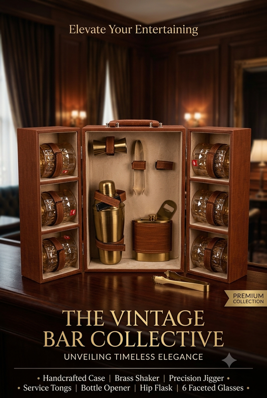 Luxury Portable Travel Bar Accessories Set with Handcrafted Briefcase Case