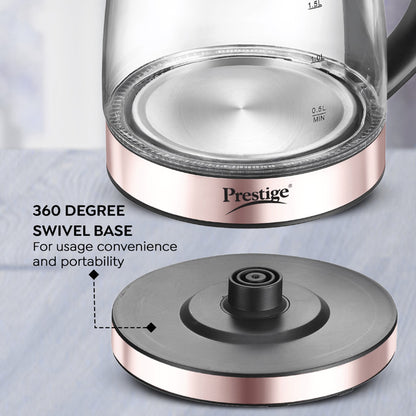 Prestige PKGB 1.8 Litre Electric Glass Kettle | Borosilicate Glass | Concealed Element | Cool Touch Handle