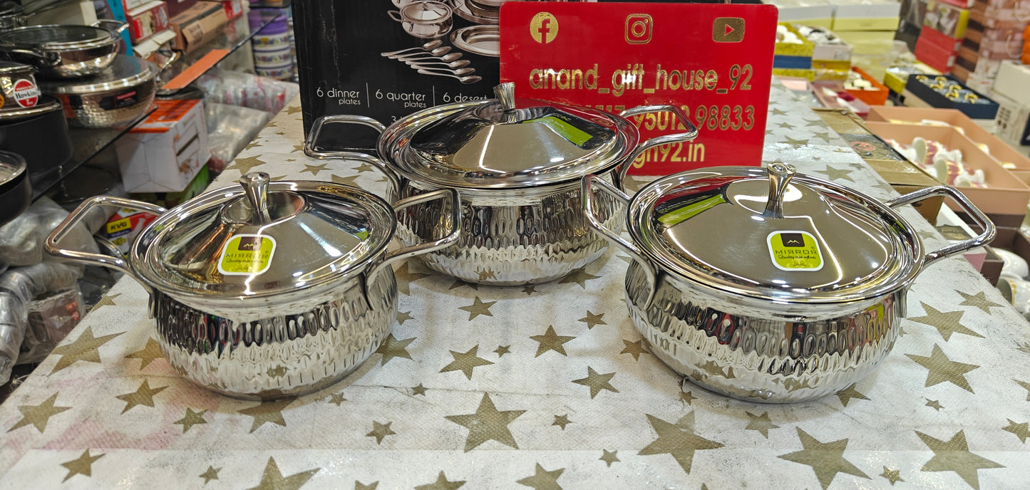 51pc 100% pure stainless steel dinner set| brand_Mirror | hammered