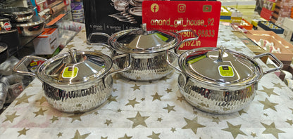 51pc 100% pure stainless steel dinner set| brand_Mirror | hammered