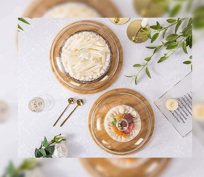 Acrylic Dome Wooden Cake Stand, Dessert and Cupcake Display Stand, Pastry Stand,Round Cake Cutting Holder (11 x 4.5 inch)