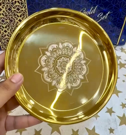 Expo 64pc PVD gold platted on stainless steel dinner set