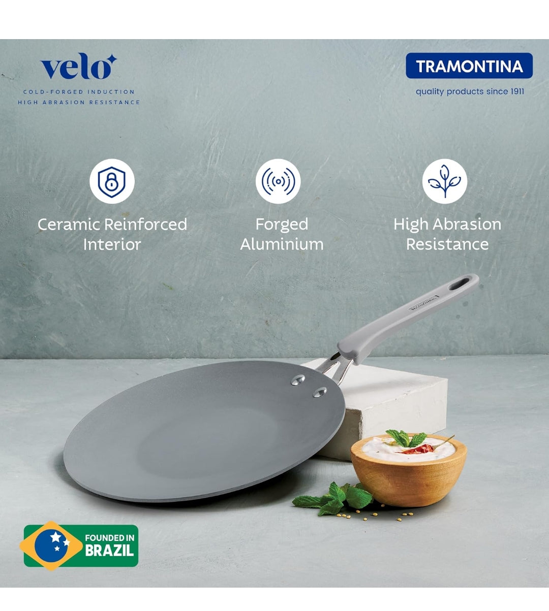 TRAMONTINA Velo 26cm Forged with Ceramic Reinforced Interior Roti Tawa