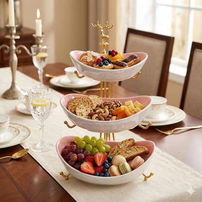 Golden 3 Layer Fruit Basket for Dessert Snack |Home & Garden|Kitchen Dining & Bar|Dinnerware & Serving Dishes|Bowls