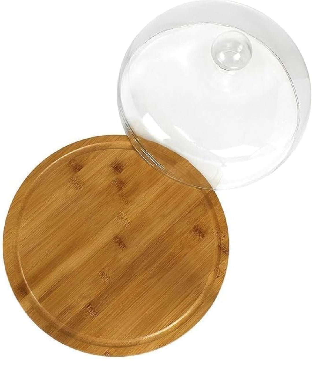 Acrylic Dome Wooden Cake Stand, Dessert and Cupcake Display Stand, Pastry Stand,Round Cake Cutting Holder (11 x 4.5 inch)