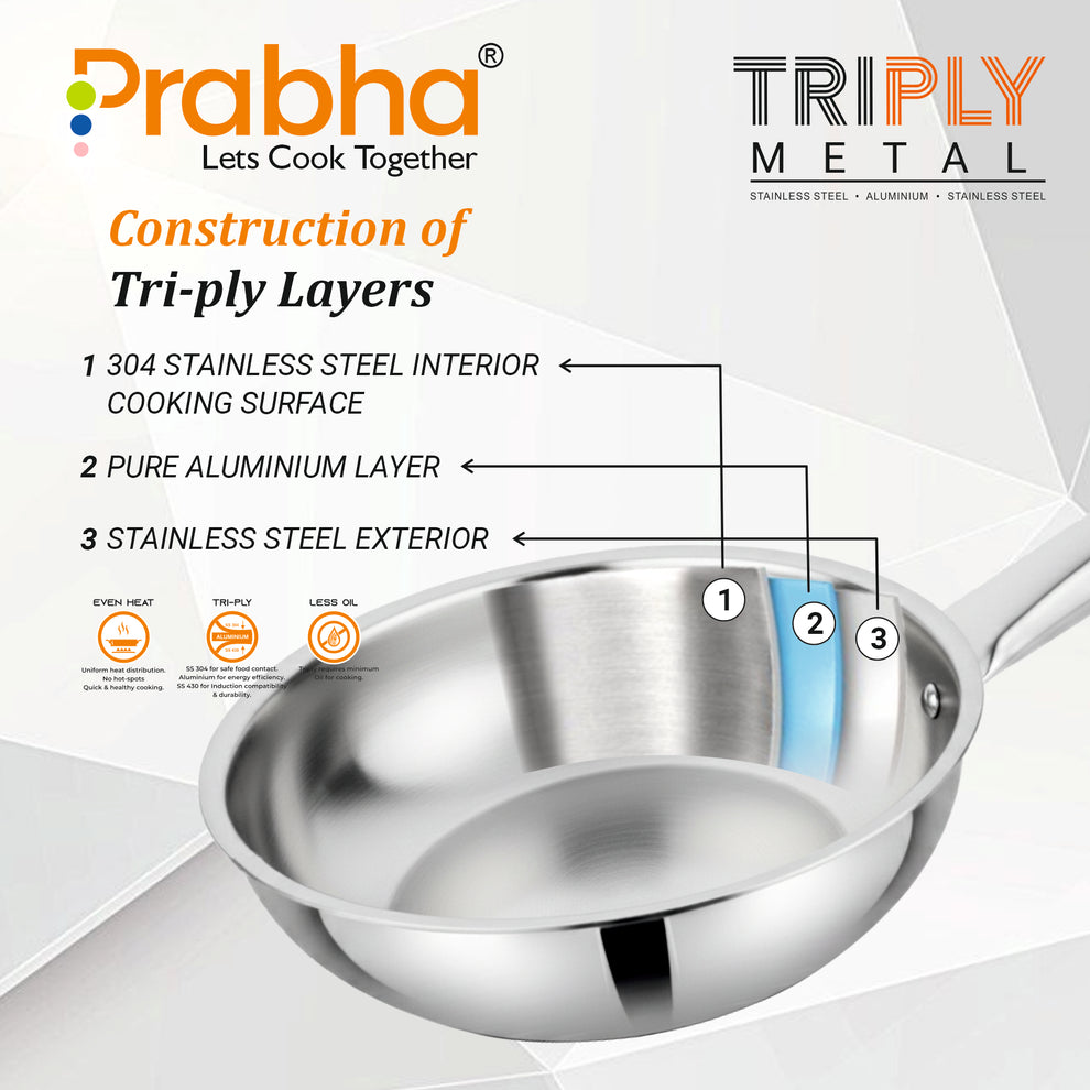 Prabha Elante Triply Wok With Glass Lid
