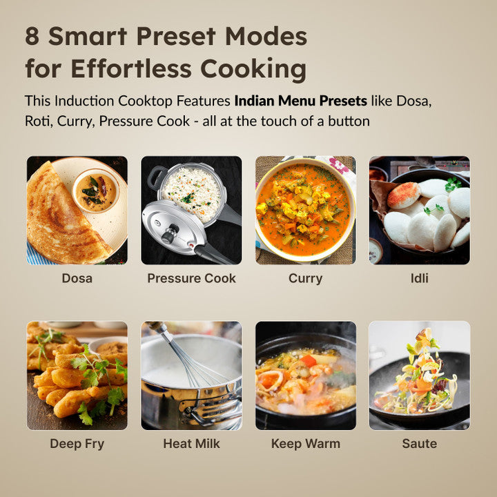 Prestige PIC 20 NEO Induction Cooktop 1600W|Indian Menu Options| Automatic Voltage Regulator| Timer with user pre-set