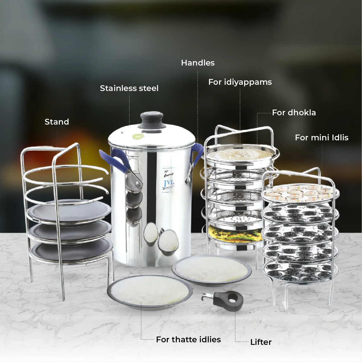 JVL Thatte Idly Maker with Triply Base