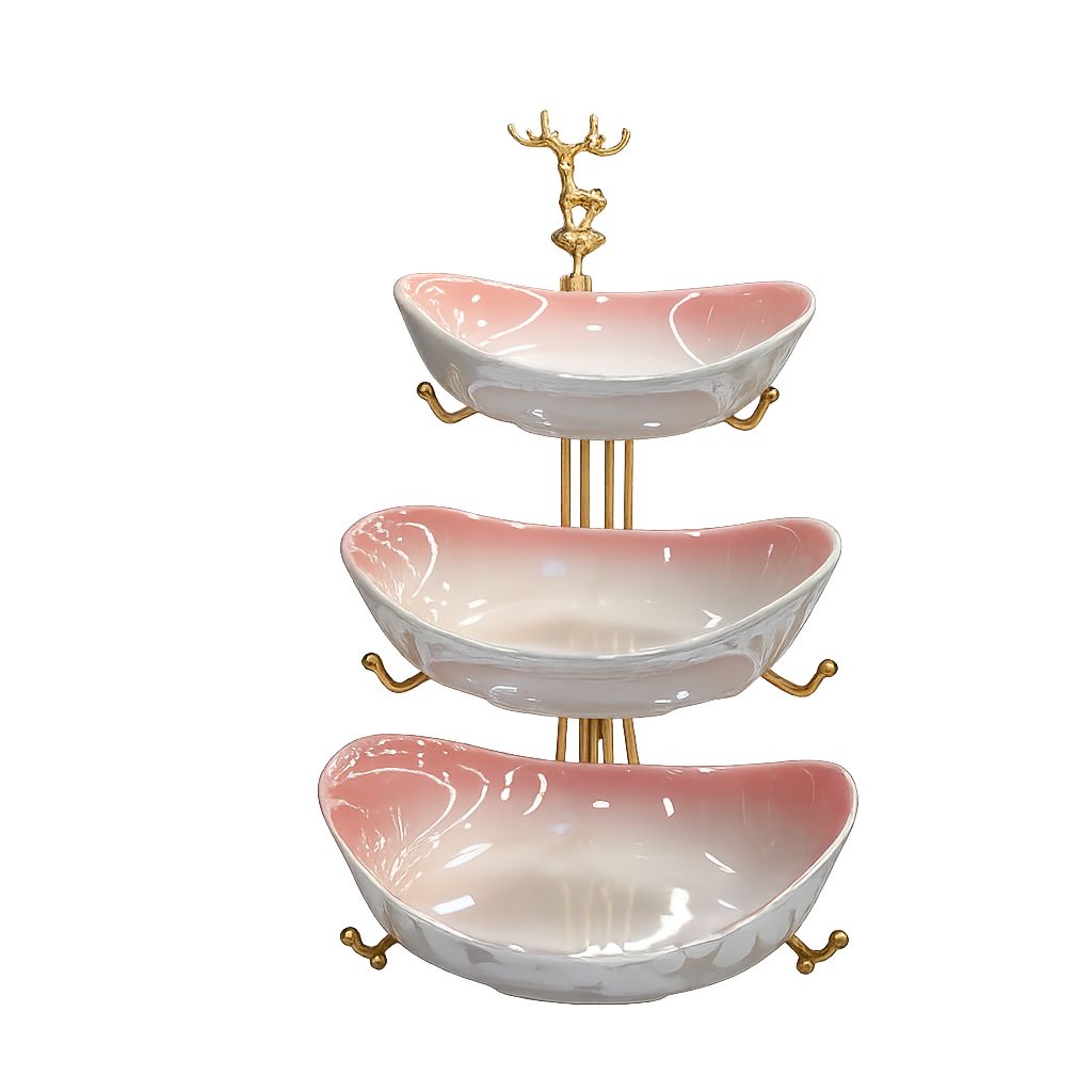 Golden 3 Layer Fruit Basket for Dessert Snack |Home & Garden|Kitchen Dining & Bar|Dinnerware & Serving Dishes|Bowls