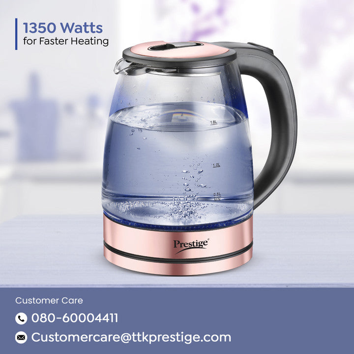 Prestige PKGB 1.8 Litre Electric Glass Kettle | Borosilicate Glass | Concealed Element | Cool Touch Handle