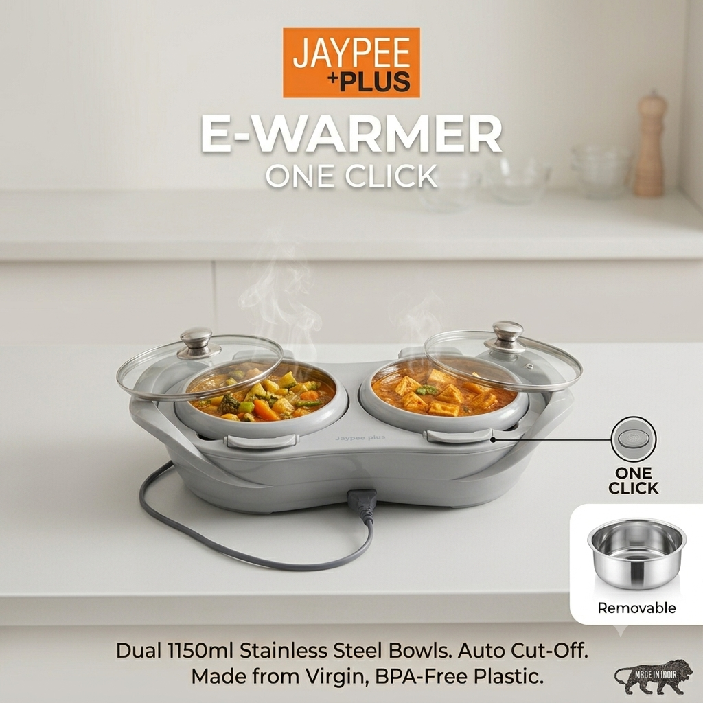 Jaypee Plus E-Warmer One Click Electric Chafing Dish & Food Warmer (1150ml + 1150ml, Removable Steel Containers)