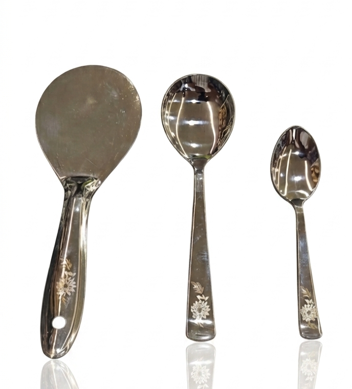 51pc 100% pure stainless steel dinner set| brand_Mirror | hammered