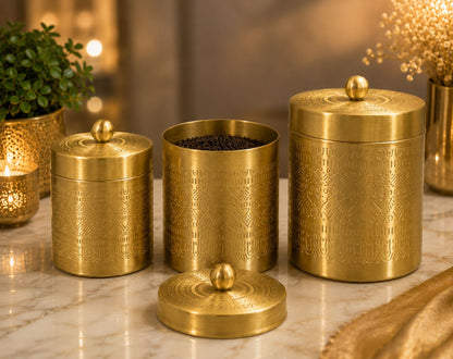 Pure Brass Canisters for Tea, Sugar & Coffee!