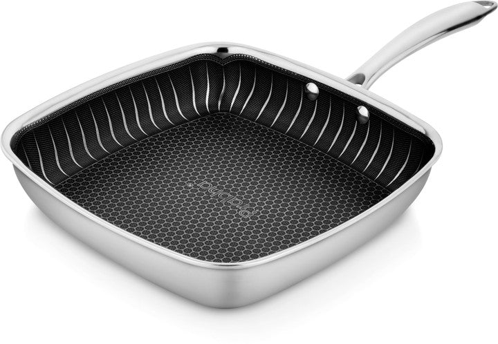 PRABHA Tri-Ply Stainless Steel Non-Stick Hexa Cube Square Fry Pan (24 cm, 2.2 L)