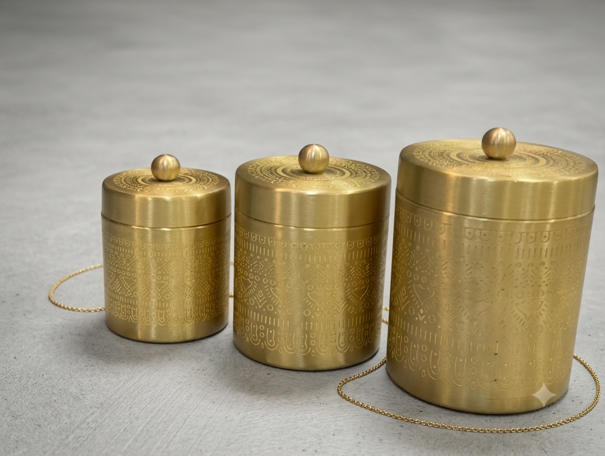 Pure Brass Canisters for Tea, Sugar & Coffee!