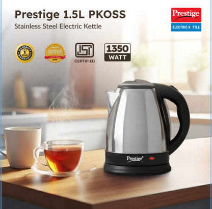 Prestige PKOSS Stainless Steel Electric Kettle 1.5L | 1500W | (Silver)