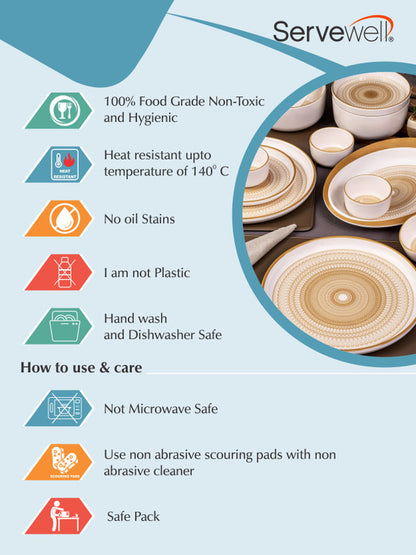 Servewell 31 pc 100% pure melamine Dinner Set Dome - Arkaya