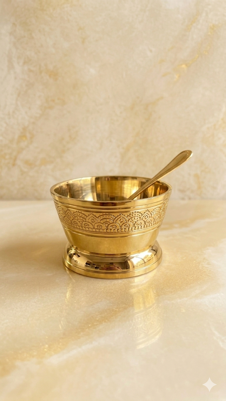 Heritage Brass Dessert Ice Cream Cup bowl set (6bowl + 6spoon)