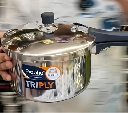 Prabha Triply pressure cooker 3pc set (1.5L, 3L, 5L)
