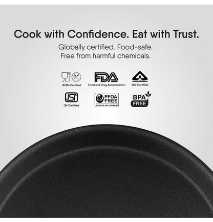 Stahl Artisan Schild | 30 cm Dosa Tawa Triply Stainless Steel + PEEK-Reinforced Non-Stick Dosa Tawa