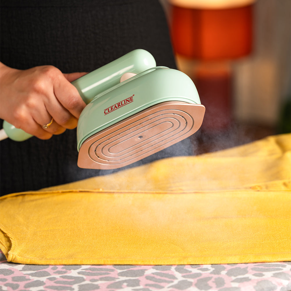 Clearline Jet Press - 2 in 1 Portable cum Travel Iron with pump and Fabric Steamer - 1350W - Quick Heat up