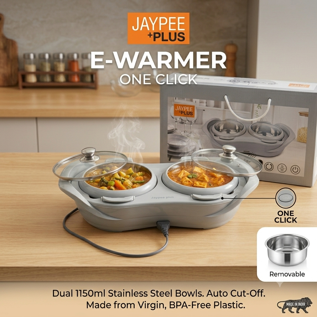 Jaypee Plus E-Warmer One Click Electric Chafing Dish & Food Warmer (1150ml + 1150ml, Removable Steel Containers)