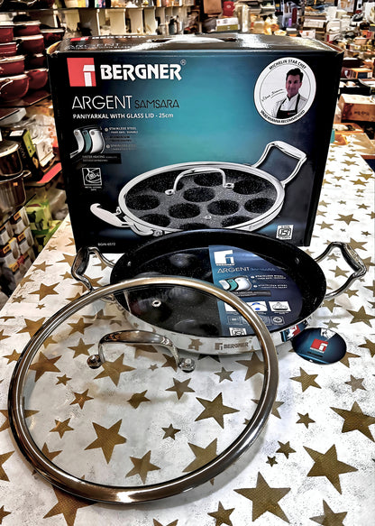 Argent Samsara Tri-Ply Stainless Steel Round Paniyarakkal with 11 Pits (25cm Diameter) - Induction Bottom