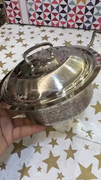 Lily etching 63pc steel Dinner set fully embroided