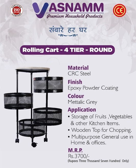 Vasnam rolling trolly 4 tier