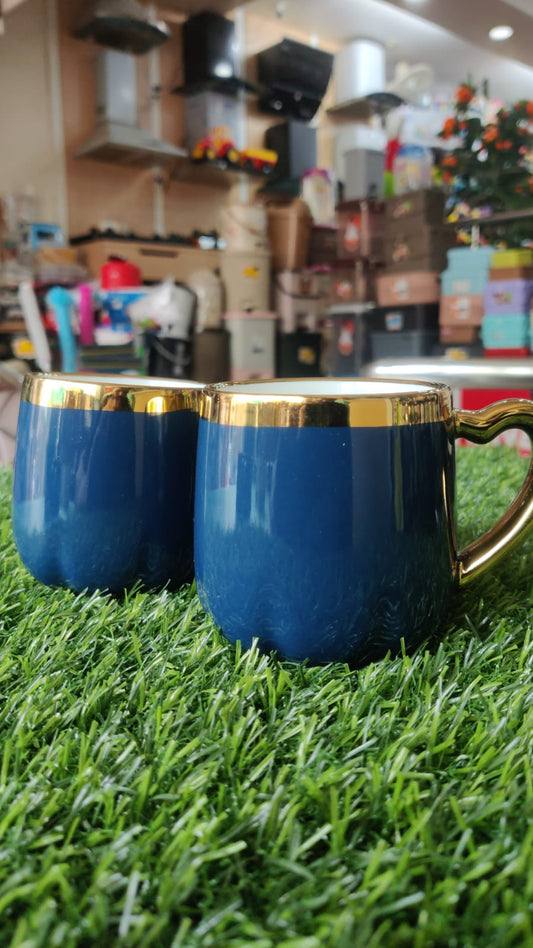 Dine time 6pc mug set- heart coffee blue